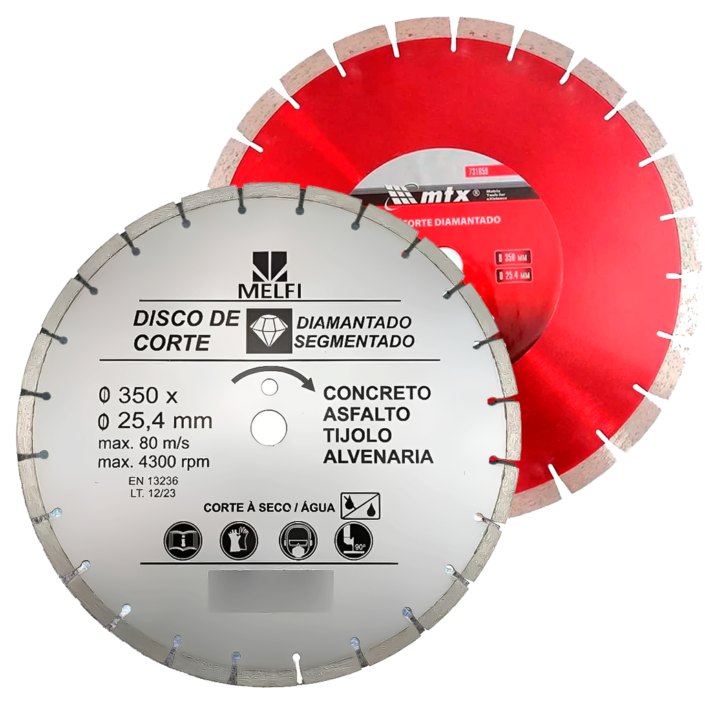 Disco Diamantado Grande 350mm X 25,4mm - Para Corte De Asfalto Concreto Clipe em Oferta na Shopee