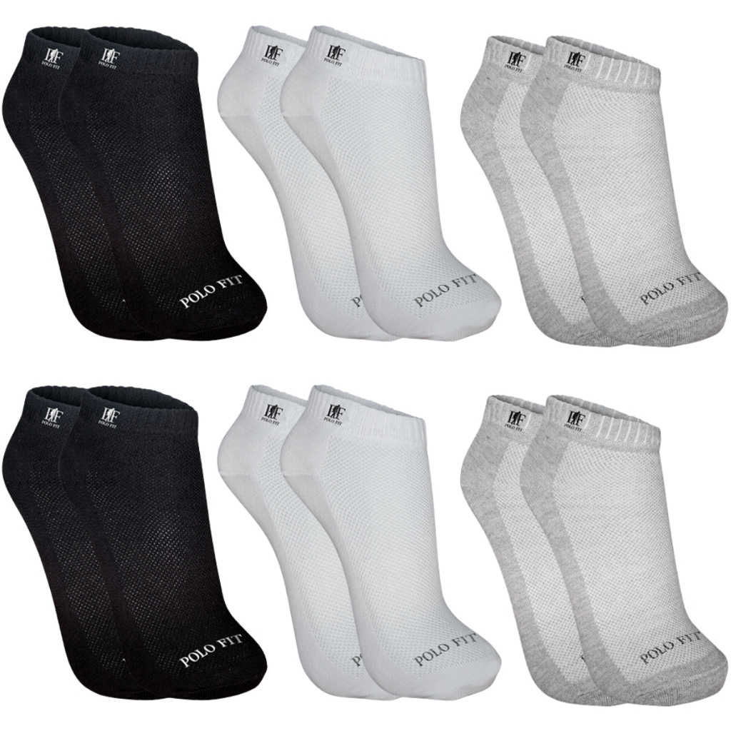 Kit 6 Pares Meias Cano Curto Baixo Soquete Feminino Masculino Algodão em Oferta na Shopee