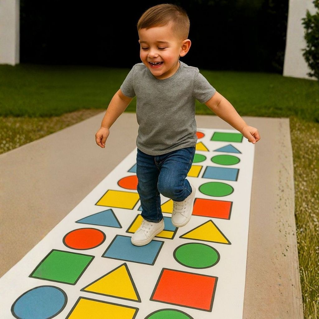 Tapete amarelinha infantil psicomotor 77x200 cm em lona reforçada para brincar e