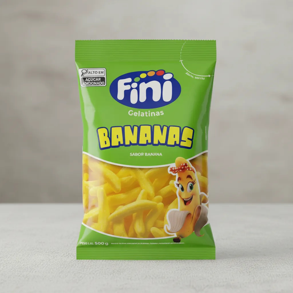 BALA DE GELATINA BANANA 500G FINI em Oferta na Shopee