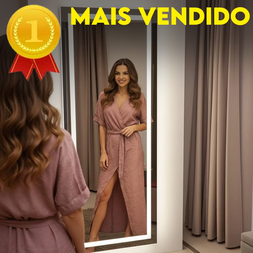 Espelho Retangular para Camarim e Provador - com luz e botão de intensidade - PERFEITO PARA LOJAS