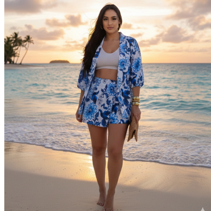 Conjunto Feminino Short Saia e Kimono – Leve, Confortável e Estiloso