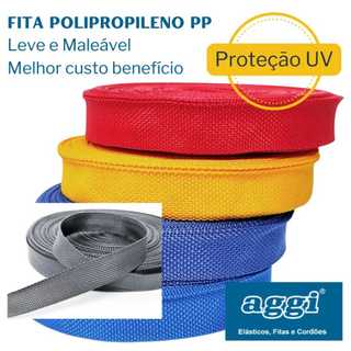 Fita Cadarço Polipropileno PP Leve Maleável Proteção UV Alça Bolsa Mochila Preto Cor AGGI - 15, 25mm