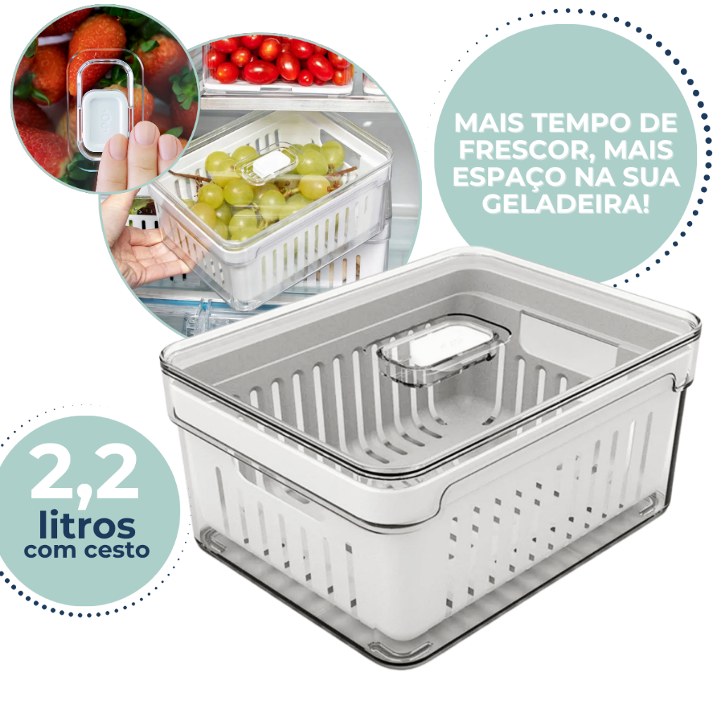 Organizador de Geladeira 2,2L Clear Fresh