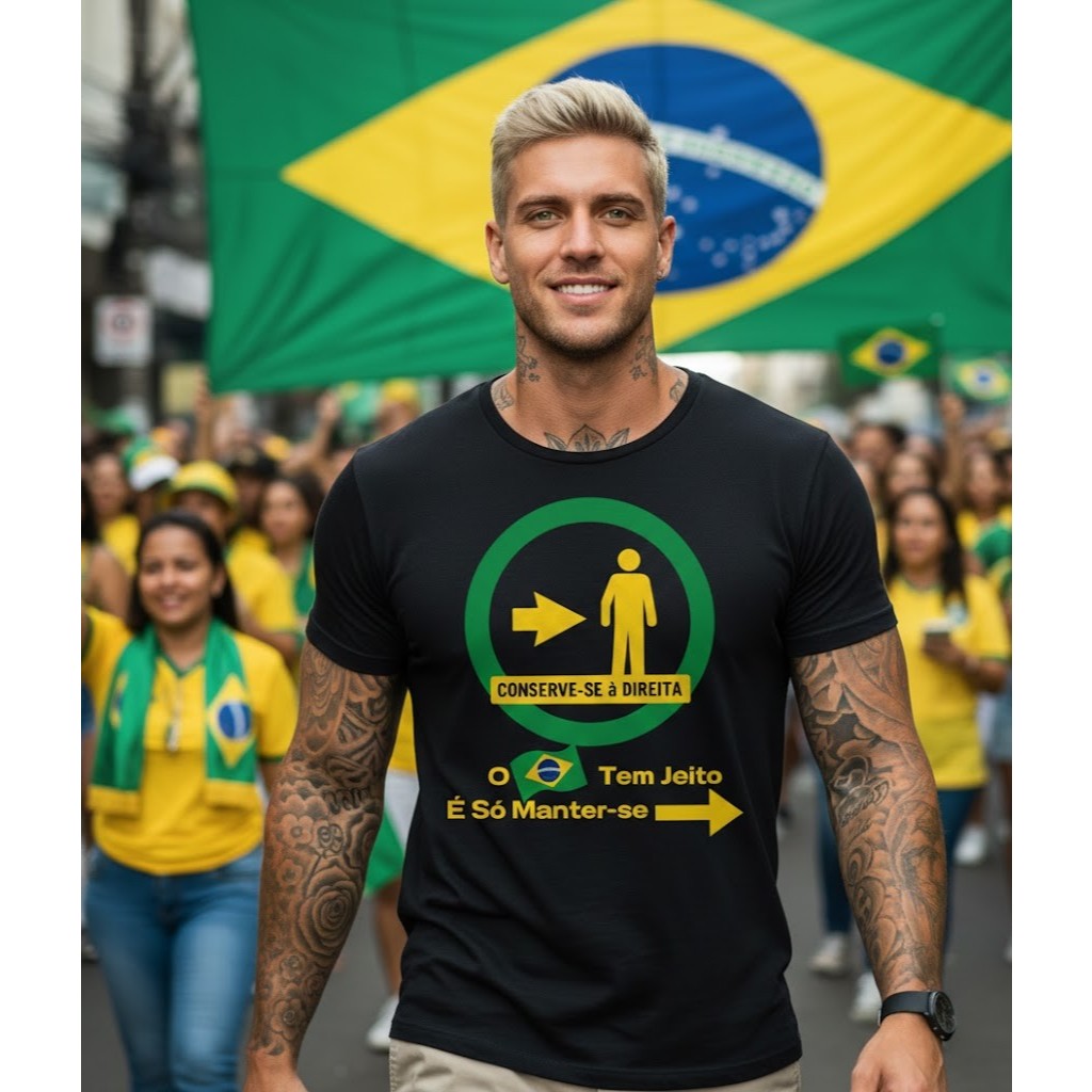 Camiseta Mantenha Se A Direita Brasil Bolsonaro Protesto Movimento Patriota Manifestação