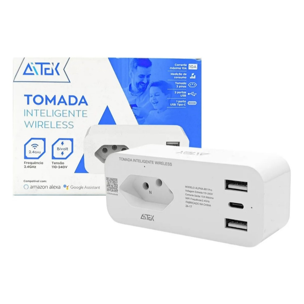 Tomada/adaptador Inteligente Conexão Wifi E Usb-c Bivolt