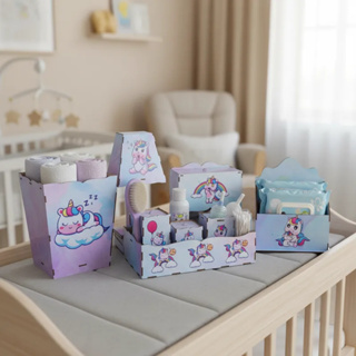Kit Higiene Bebê Adesivado Decorado Mdf 8 Peças Chá de Bebê Presente Infantil em Oferta na Shopee