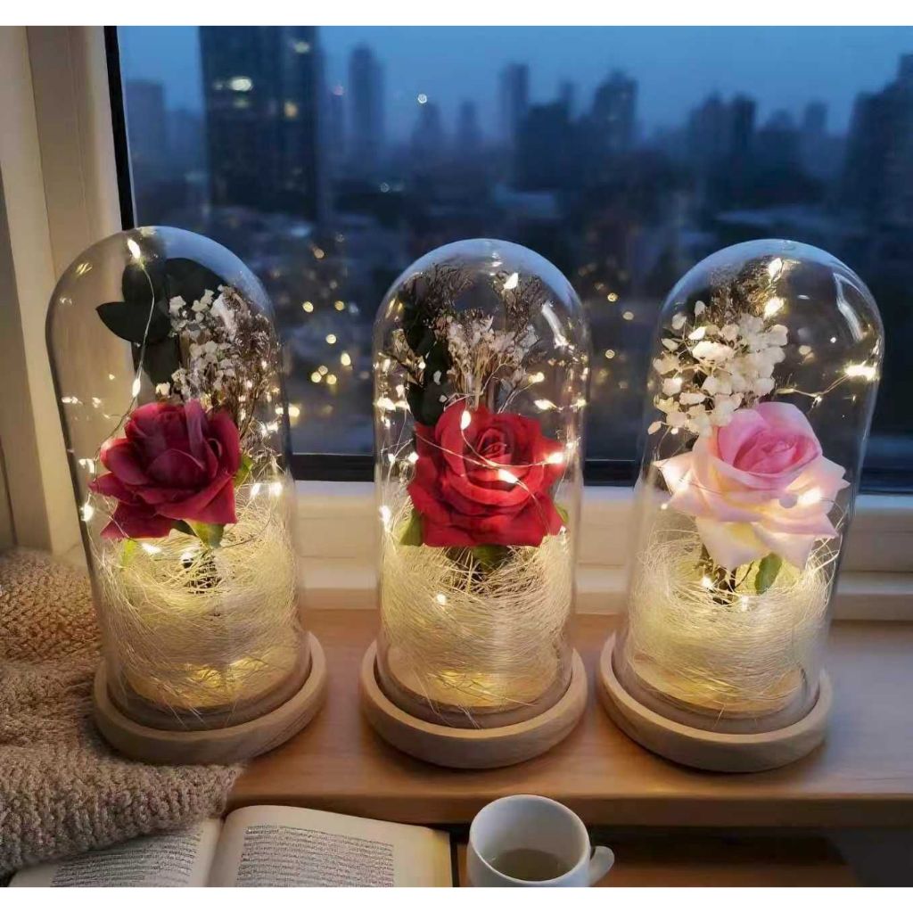 Cúpula Luminária  A Bela e A Fera / com A Rosa Encantada G Amor Lindo Boutique em Oferta na Shopee