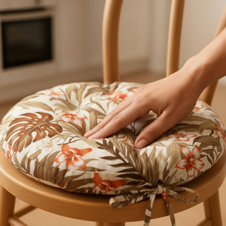 Assento Futon Almofada Redonda 9 Furos Para Cadeira - Tamanho 40x40 cm em Oferta na Shopee