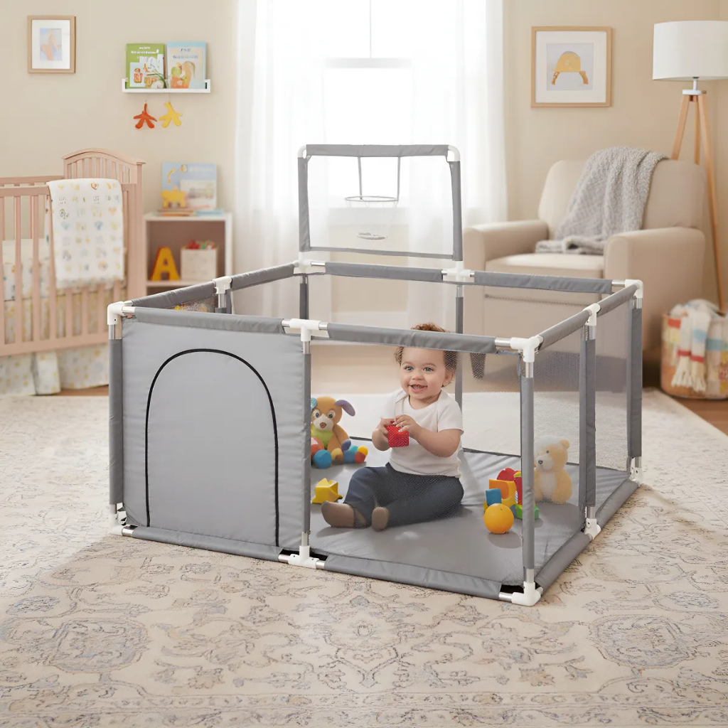 Cercadinho para criança e bebe chiqueirinho infantil com cesta basquete menino menina. em Oferta na Shopee