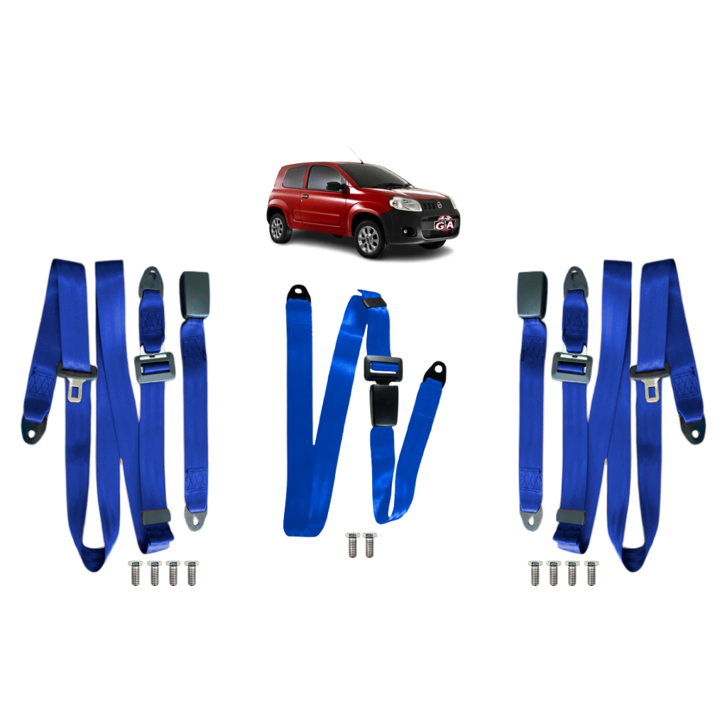 kit cinto de segurança fiat uno vivace traseiro 3 banco completo estático 3 ponto parafuso fixador