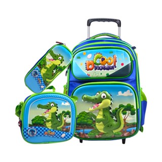 🦖 Kit mochila com rodinha Escolar Dinossauro + Lancheira e Estojo + Brinde 🎁! em Oferta na Shopee