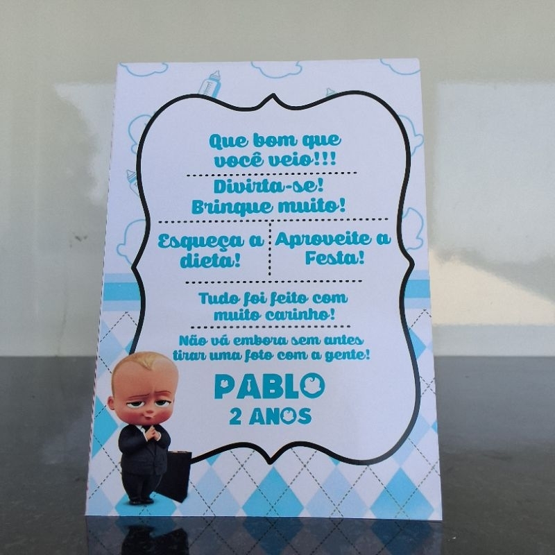 Plaquinha Centro de Mesa Personalizada Tema O Poderoso Chefinho – Decoração Festa Infantil, Aniversário, Lembrancinha