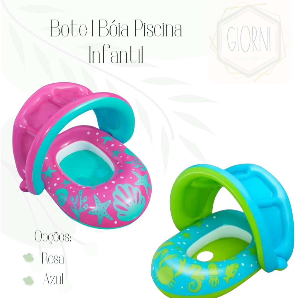 Bote Infantil piscina Rosa ou Azul com Cobertura | Brinquedo | Piscina | Bóia | Segurança | Bebê