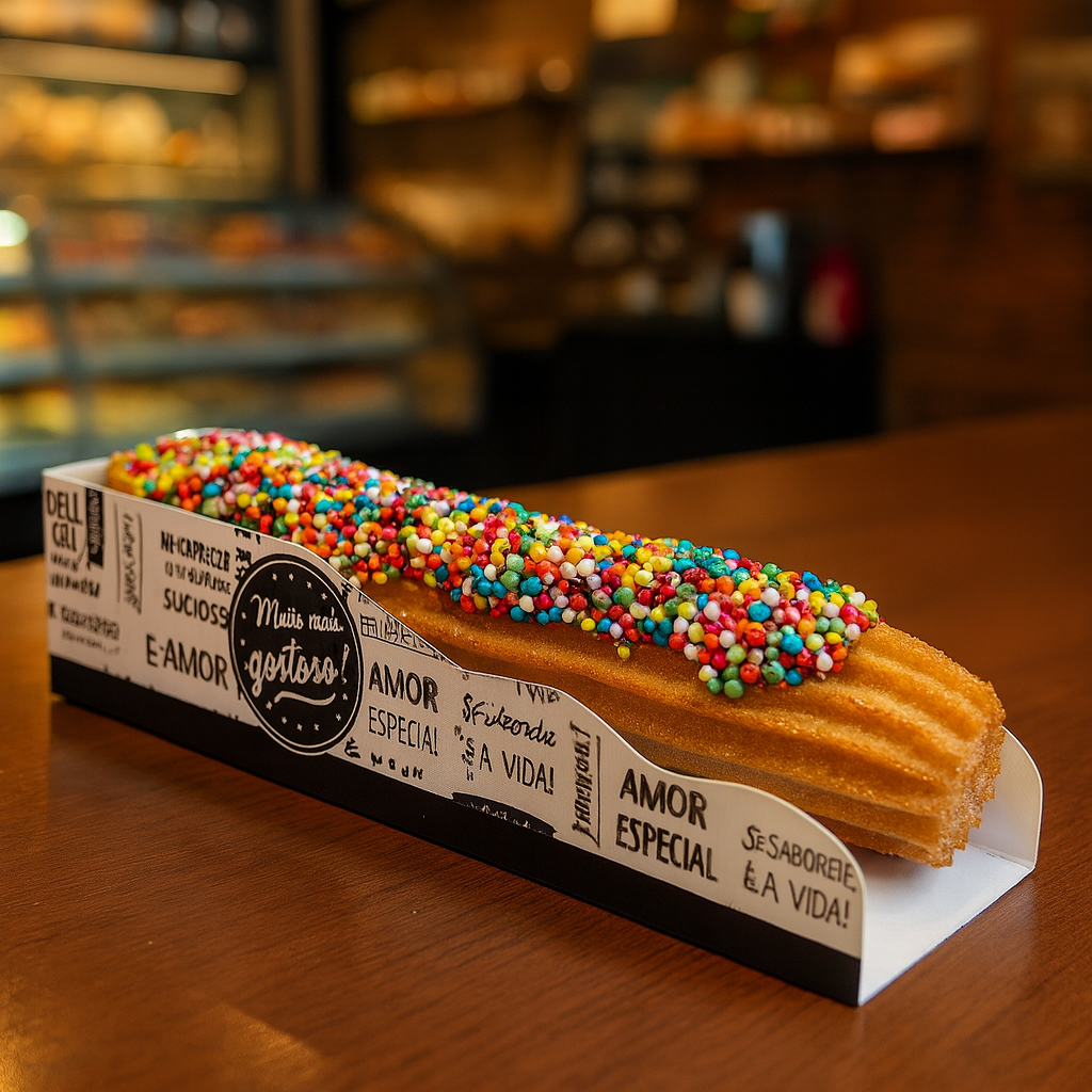 (50 unid.) Churros Ondulado Embalagem Caixa Caixinha Para Balcão Gourmet 50 Unidades