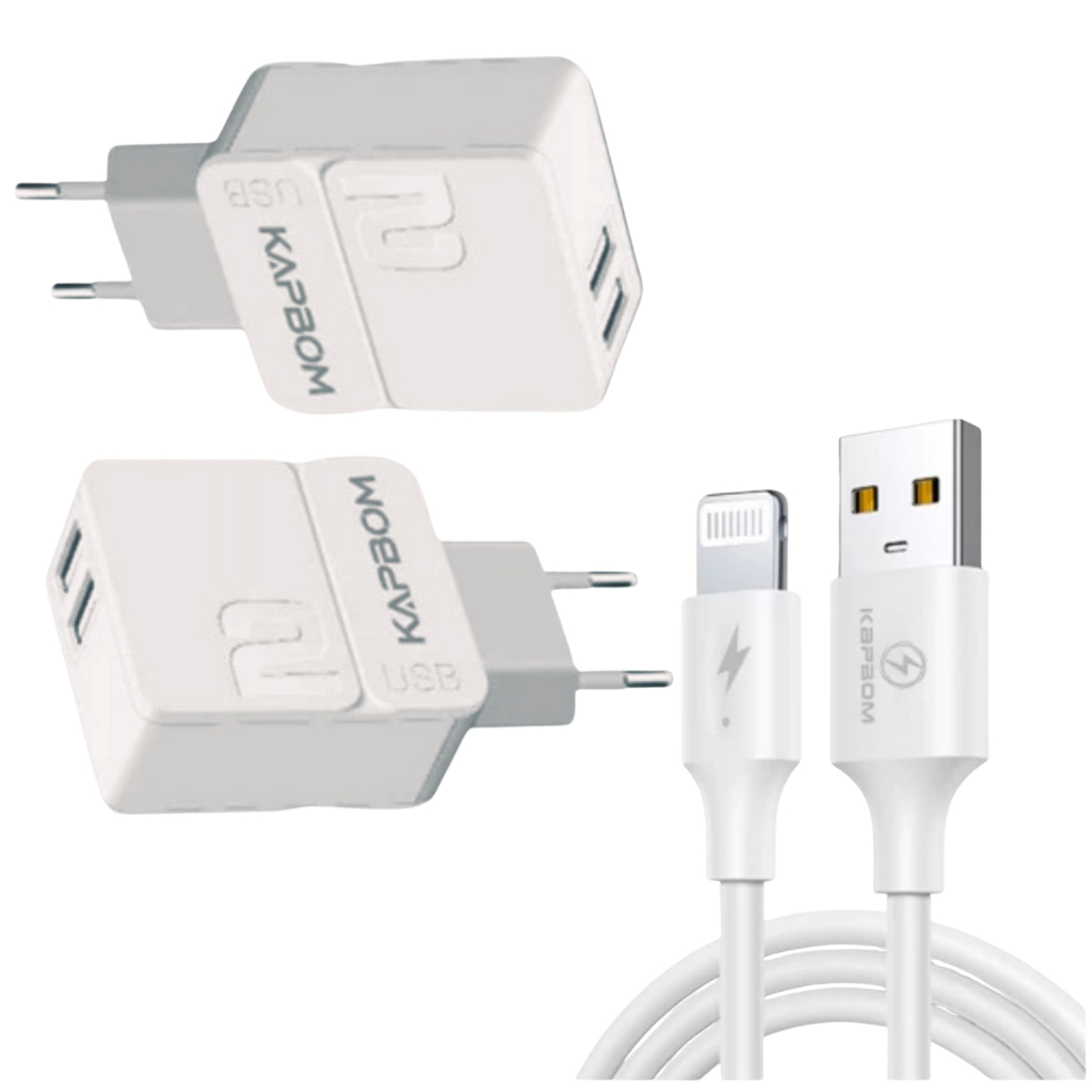 Carregador Turbo Rápido 2 USB + Cabo Lightning p/ iPhone 7 ao 14 Pro Max em Oferta na Shopee