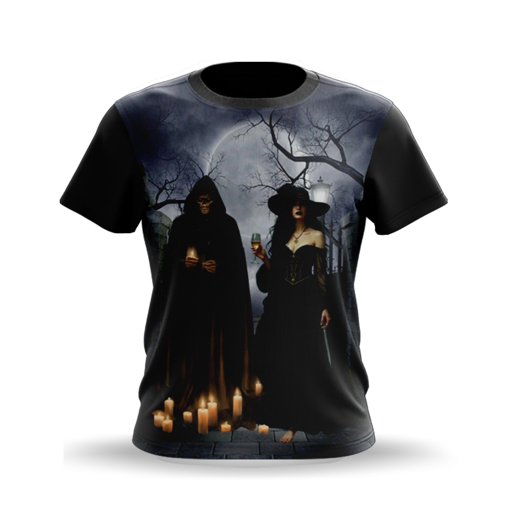 CAMISETA PERSONALIZADA EXU CALUNGA E POMBA GIRA DAS ALMAS -  UMBANDA & CANDOMBLÉ - TECIDO DRYFIT - COD.335