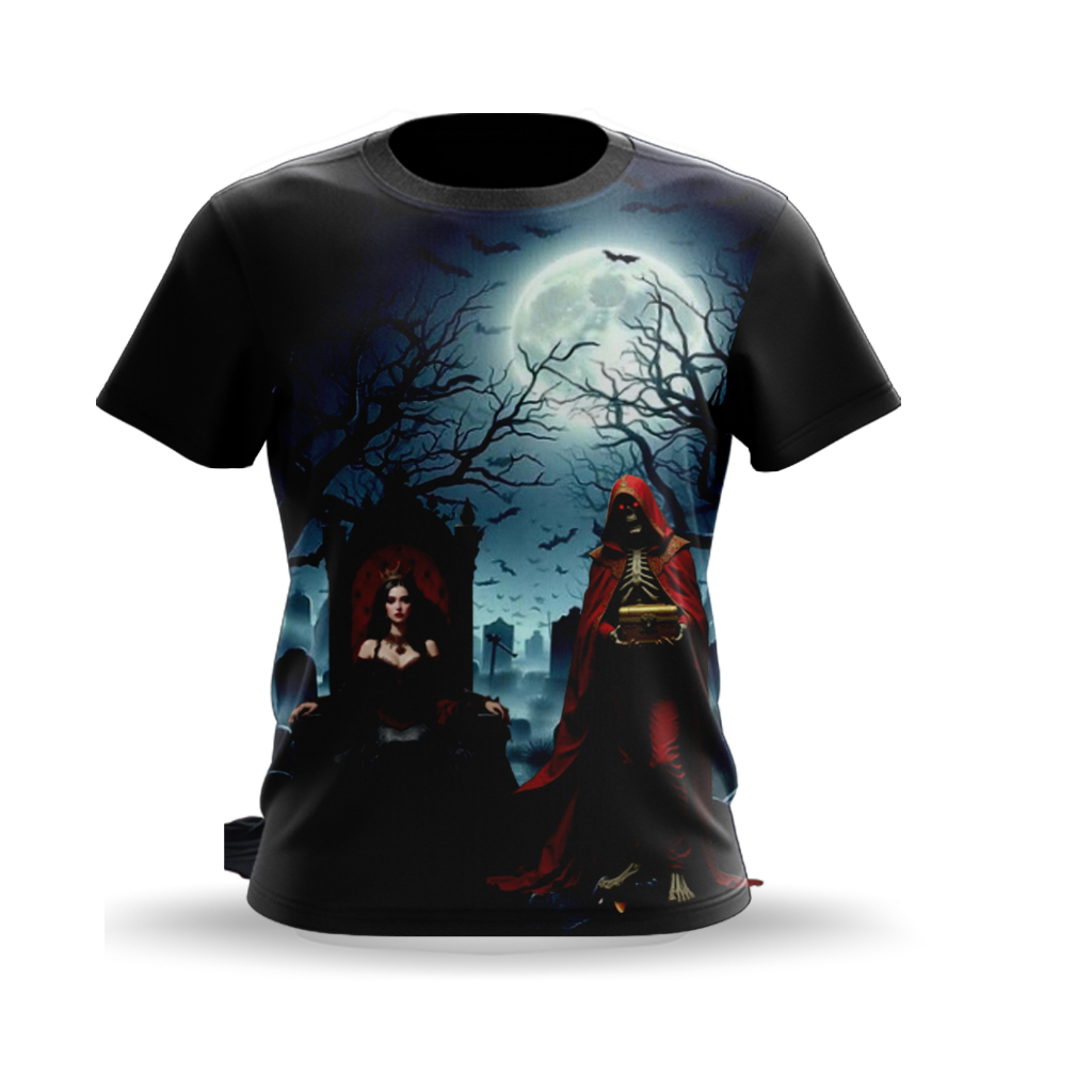 CAMISETA PERSONALIZADA EXU OMOLU E POMBA GIRA RAINHA DAS ALMAS -  UMBANDA & CANDOMBLÉ - TECIDO DRYFIT - COD.336
