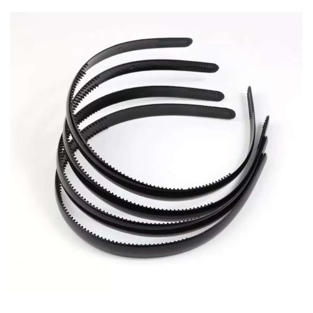 Kit 3 Tiara Arco Plástico Simples Preta Lisa 10MM/1CM Costumizar/Forrar