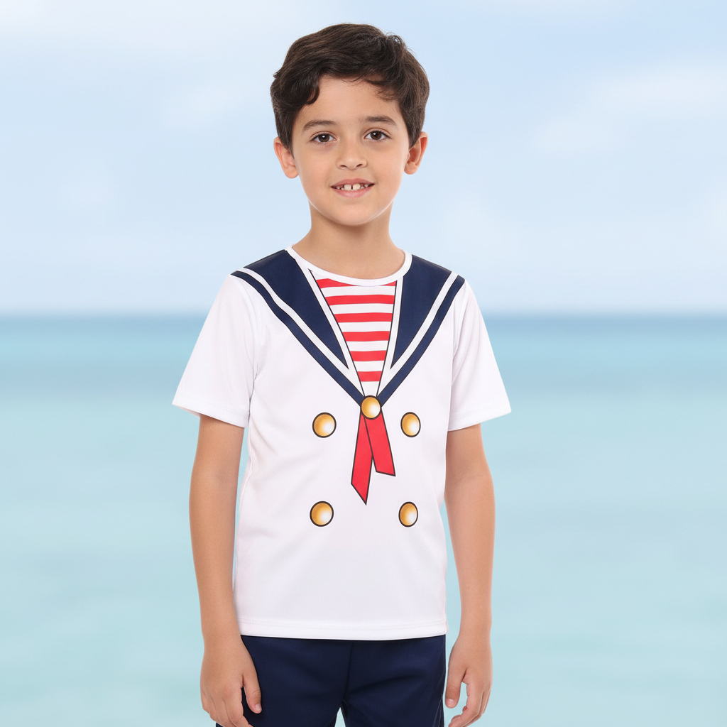 Fantasia Marinheiro Marujo Infantil Menino Festa Halloween + Brinde Óculos com Quepe