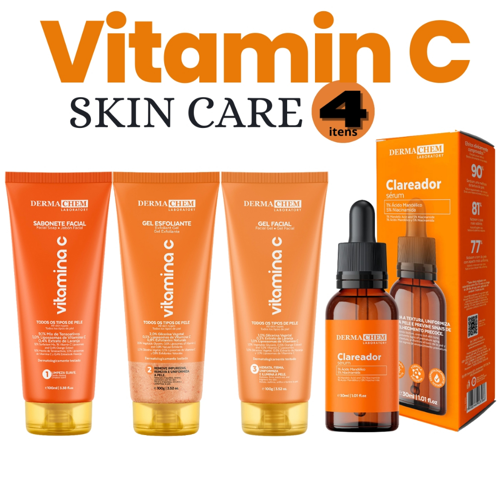 Kit Completo Skin Care Vitamina C Clareador Facial