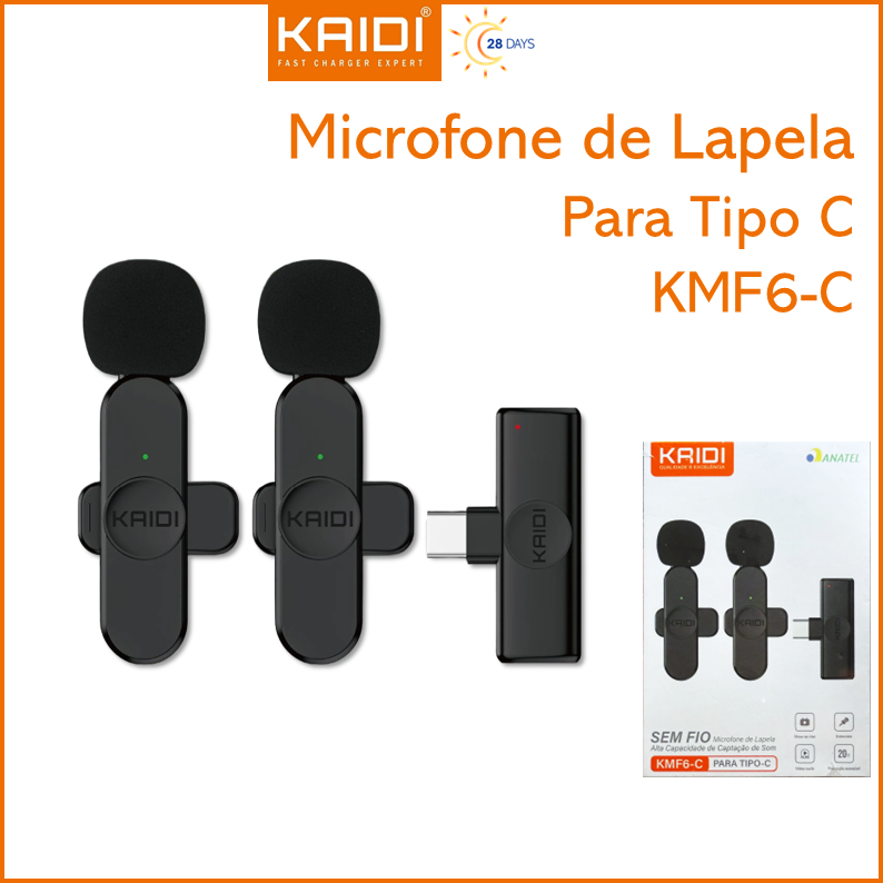 Microfone de Lapela Sem fio para Tipo C KAIDI KMF6-C