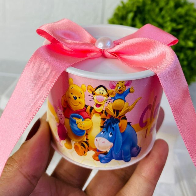 KIT Tubolata Personalizada 5x6 cm Ursinho Pooh menina Maternidade Lembrancinha Brinde festa infantil aniversário