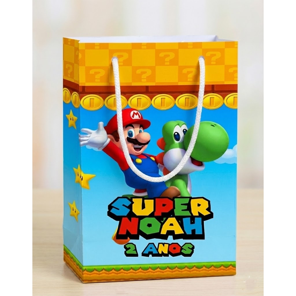 40 Sacolinha personalizada Super Mario PEGUE E MONTE | Personalizados lembrancinhas mimos