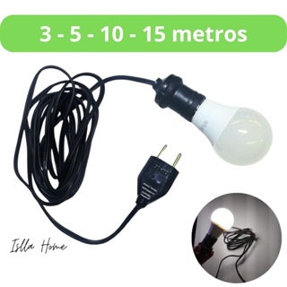 Soquete Rabicho de 3, 5 , 10 e 15 Metros – Extensão para Lâmpadas em Oferta na Shopee