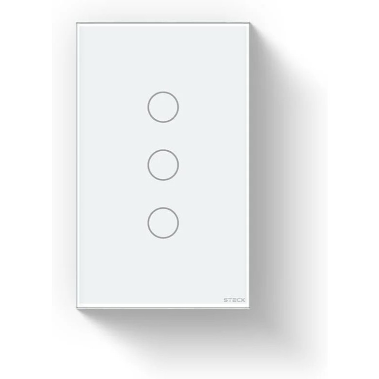 Interruptor Inteligente 4x2 Touch Steck 3 Teclas Branco Wi-Fi -SINT3B1