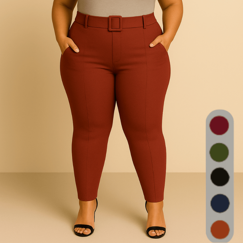 Calça Social Plus Size Feminina Com Cinto Fivela Cintura Alta Alfaiataria Tecido Bengaline 42 ao 52 em Oferta na Shopee