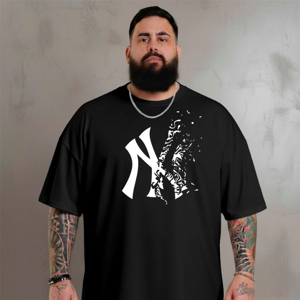 Camiseta Plus Size Masculina Estampada NY Camisa P ao G5 Basica Streetwear Casual Treino Academia