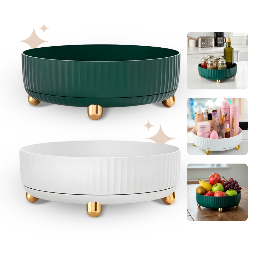 Organizador Giratório 360 Bandeja Cozinha Multiuso Rotativo para Maquiagem Cosméticos Temperos e Armazenamento em Oferta na Shopee