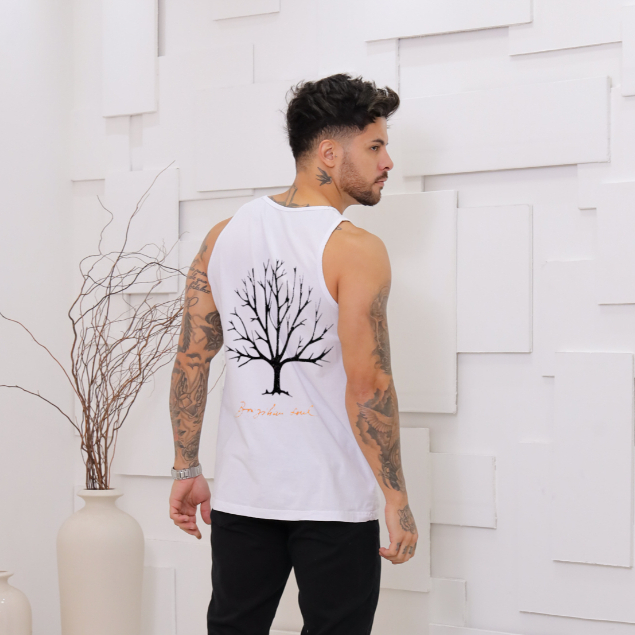 Regata cavada normal estampada masculino verão com costura malha lavada estonada em Oferta na Shopee