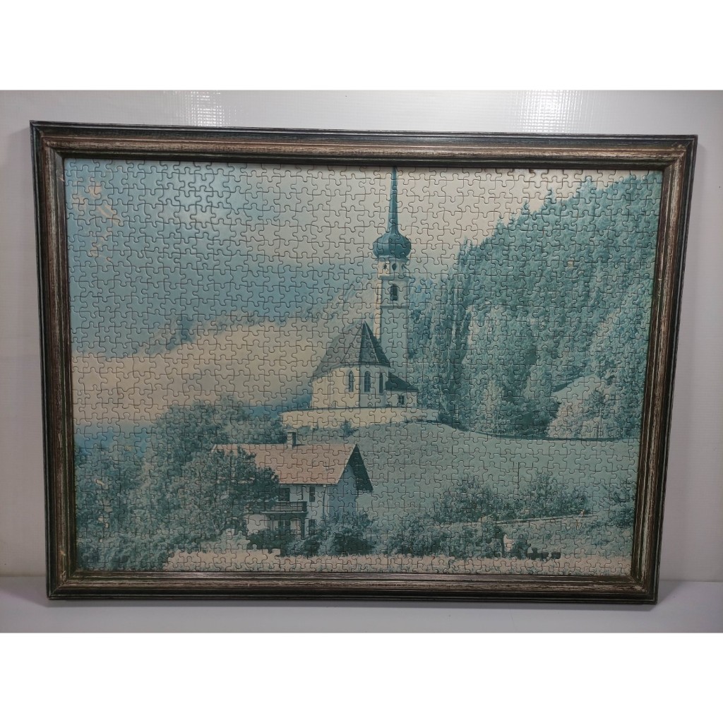 Quadro Imagem Em Quebra Cabeças Moldura De Madeira Raro 3zs Verde-claro Marrom (Usado)