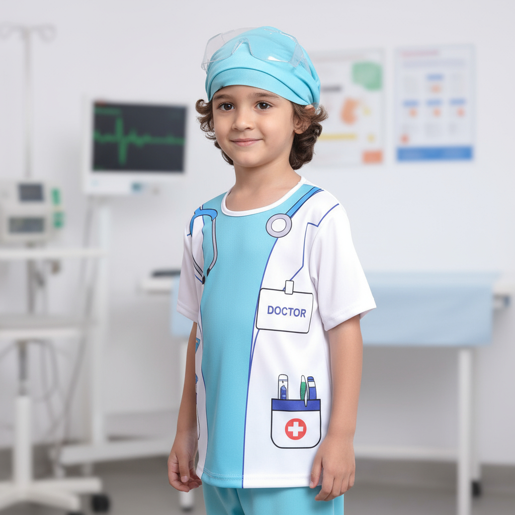 Fantasia Médico Cirurgião Infantil Menino Profissão Halloween Festa + Bandana Envio Imediato