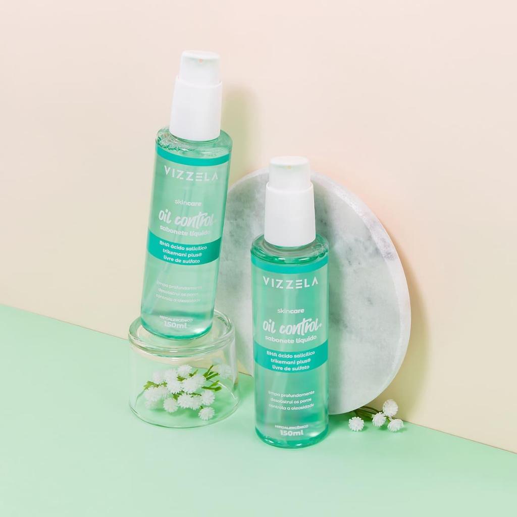 Sabonete Facial Líquido Oil Control Ácido Salicílico Vegano Original Vizzela em Oferta na Shopee