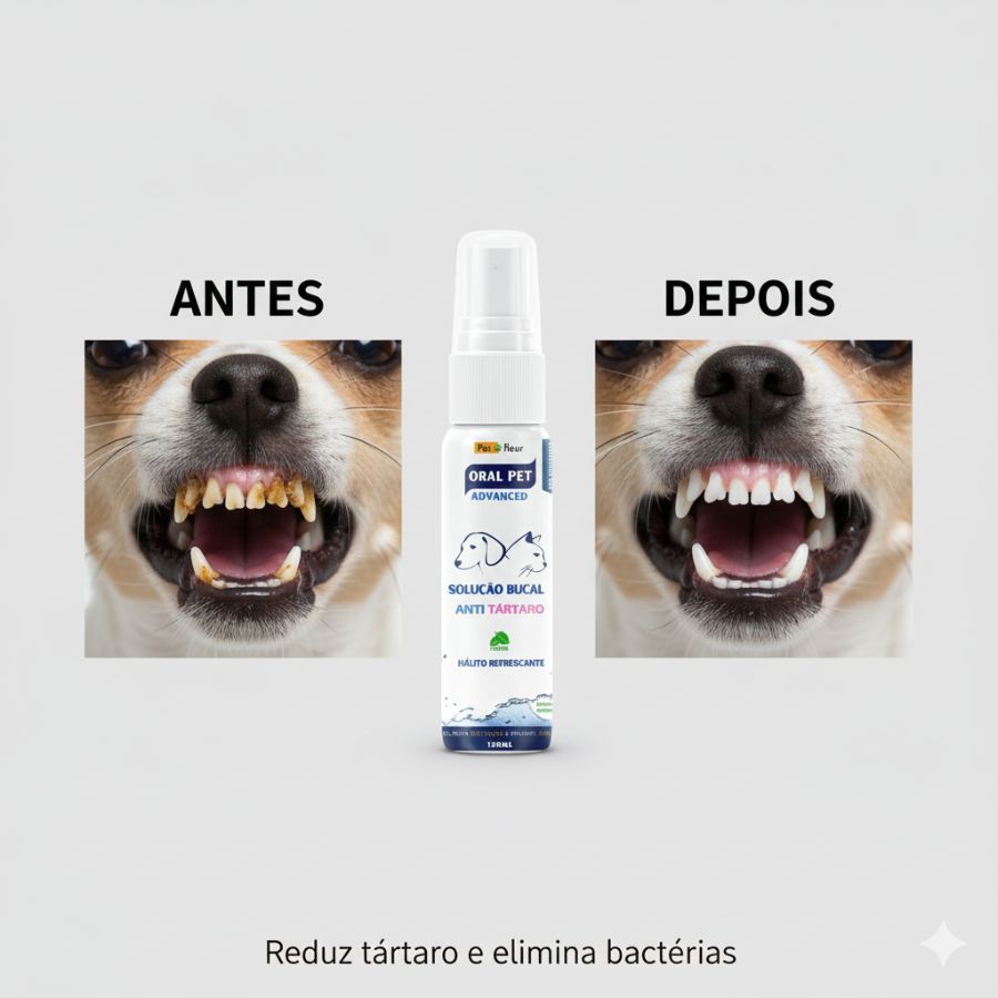 Spray Bucal Oralpet 100% Natural seguro p/ Cães e Gatos | Anti-Tártaro, Hálito Fresco, Sem Álcool