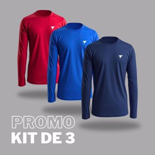 Kit 3 Camisa Manga Longa Dry Fit Masculino Camiseta Proteção Solar Térmica Uv50 em Oferta na Shopee