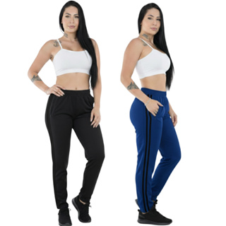 Kit 2 Calça Feminina Uniforme atividade física em academia e corrida com cordão e bolso com zíper em Oferta na Shopee