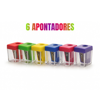 Kit 6 Apontadores Com depósito Colorido - Masterprint em Oferta na Shopee