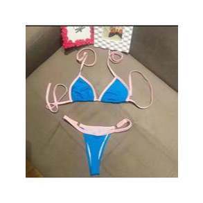 Biquíni feminino fita cortininha verão com regulagem premium bicolor