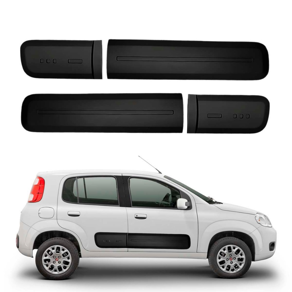 Jogo Friso Lateral Para Fiat Uno Vivace 2010 A 2021 4 Portas Preto 4 Peças Pronta Entrega