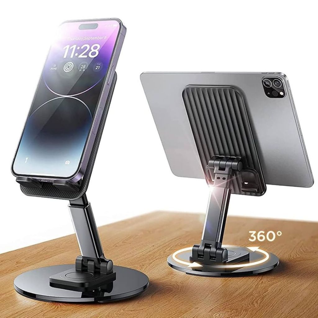 Suporte de Mesa Para Smartphones e Tablets Ajustável 360º Base Rotatória