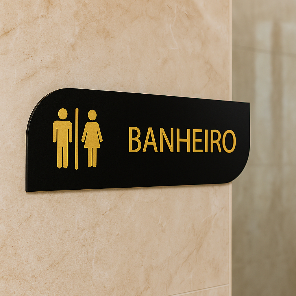 Placa Sinalização Banheiro Masculino Feminino Unissex Em Acrílico e Mdf em Oferta na Shopee