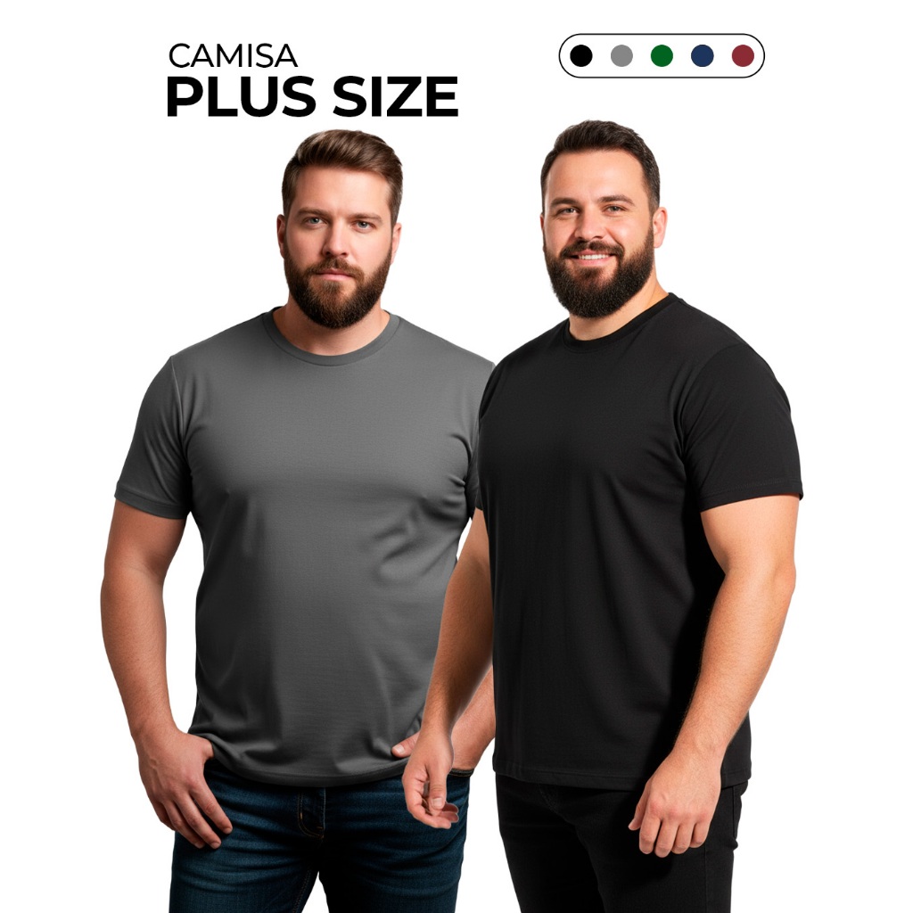 Camiseta Masculina Plus Size 100% Algodão Básica Manga Curta Confortável Toque Macio Respirável Casual Leve Unitário