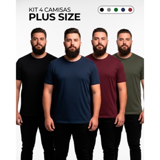 Kit 4 Camisetas Masculina Plus Size 100% Algodão Básica Manga Curta Confortável Respirável Casual em Oferta na Shopee