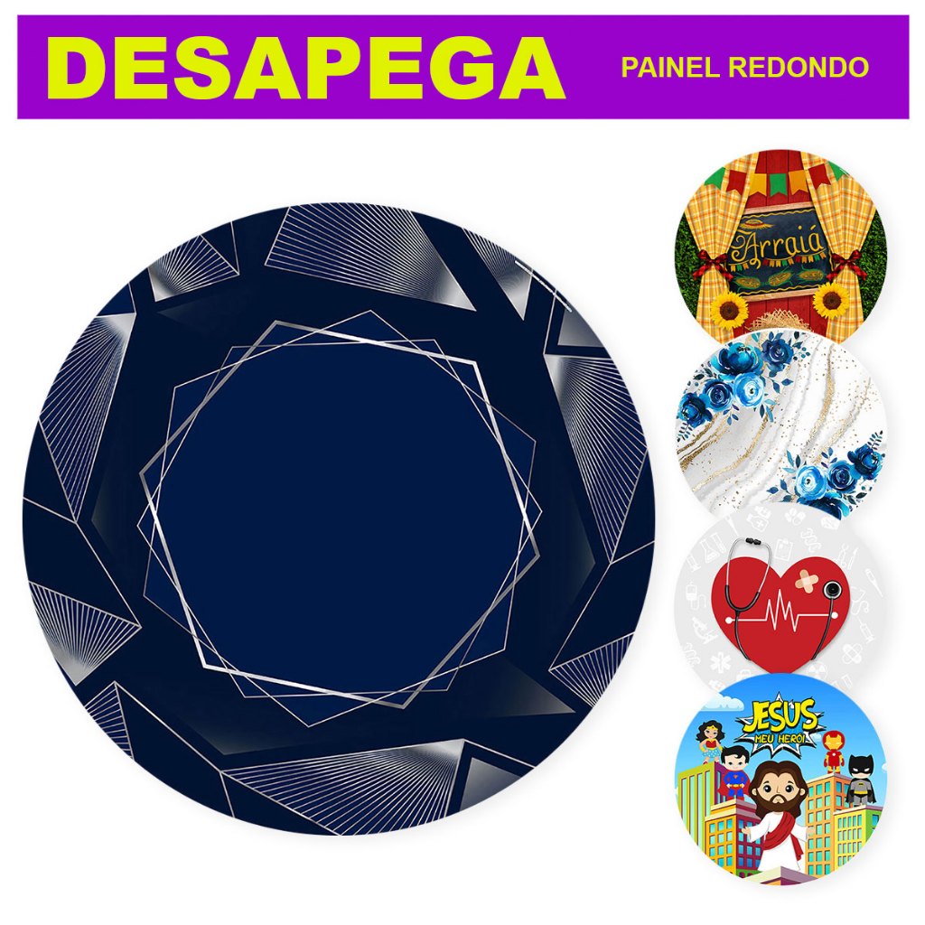 Painel Redondo De Festa Vários Modelos Em Tecido Sublimado 1,5m - Desapega