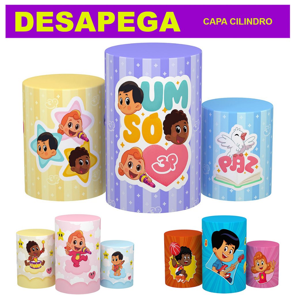 Trio Capa Cilindro de Festa Vários Modelos Em Tecido Sublimado - Desapega em Oferta na Shopee