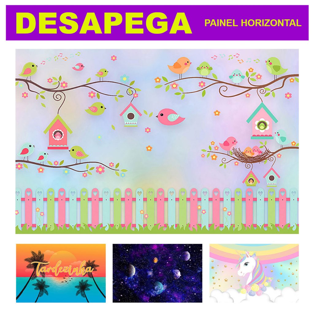 Painel De Festa Retangular Horizontal Tecido Vários Modelos - Desapega em Oferta na Shopee